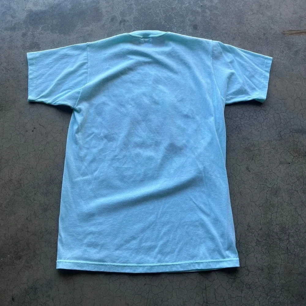 Vintage 1991 Alaska train blue graphic tee Single stitch Jerzees medium